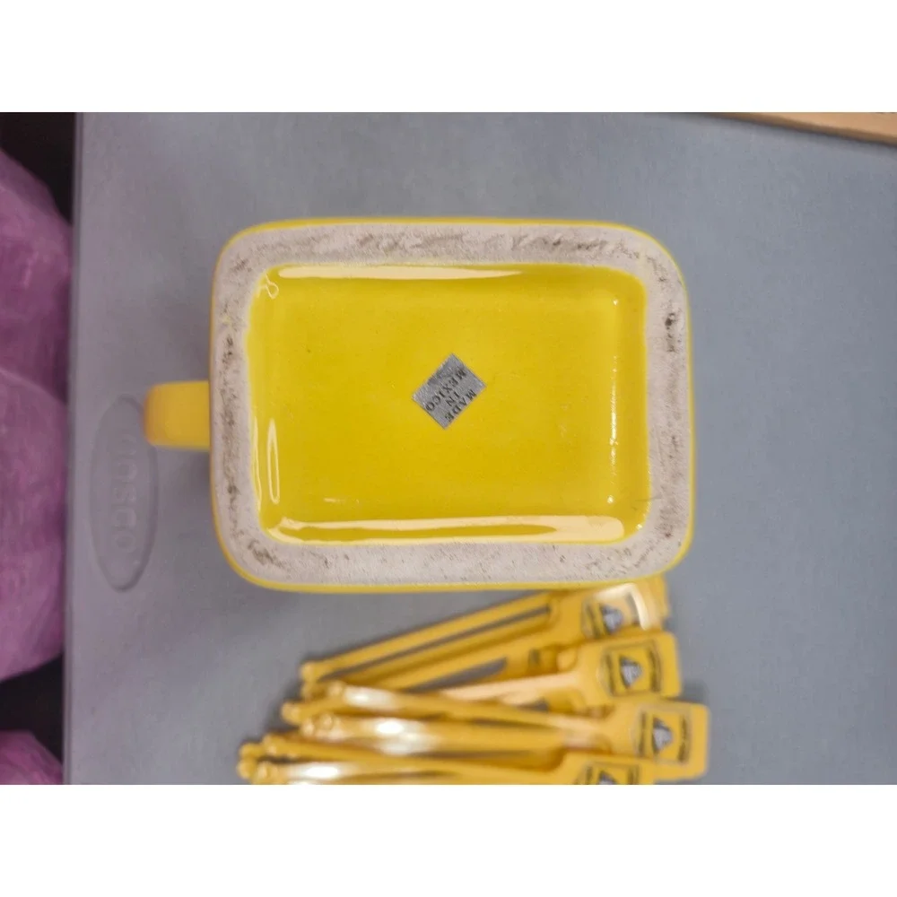 Vintage Cutty Sark Scots Whisky Yellow Ceramic Pitcher with Swizzle Sticks Set